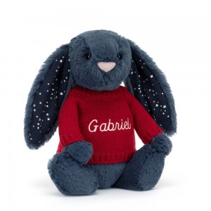 Discover Jellycat Bashful Stardust Bunny with Personalised Jumper 31cm x 12cm x 9cm Azules | México 4173EFLPN