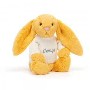 Discover Jellycat Bashful Sunshine Bunny with Personalised Cream Jumper 31cm x 12cm x 9cm Amarillos | México 2587HYMDA
