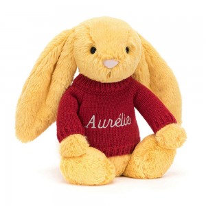 Discover Jellycat Bashful Sunshine Bunny with Personalised Jumper 31cm x 12cm x 9cm Amarillos | México 1382TJXAC