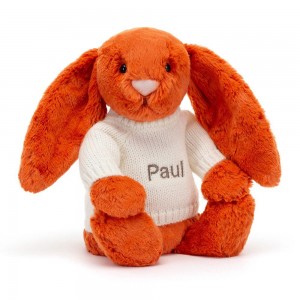Discover Jellycat Bashful Tangerine Bunny with Personalised Cream Jumper 31cm x 12cm x 9cm Naranjas | México 6130SFQLO
