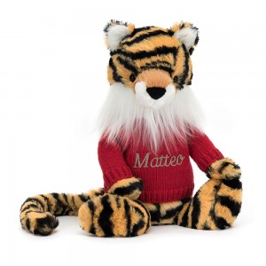 Discover Jellycat Bashful Tiger with Personalised Jumper 31cm x 12cm x 9cm Amarillos | México 1765YKQRC