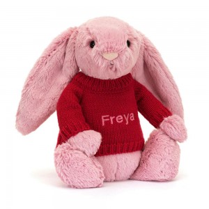 Discover Jellycat Bashful Tulip Bunny with Personalised Jumper 31cm x 12cm x 9cm Rosas | México 3972XQIVC
