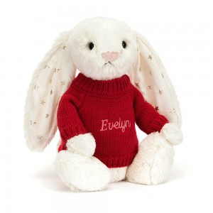Discover Jellycat Bashful Twinkle Bunny with Personalised Jumper 31cm x 12cm x 9cm Blancos | México 8674YEMVR