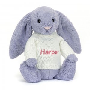 Discover Jellycat Bashful Viola Bunny with Personalised Cream Jumper 31cm x 12cm x 9cm Morados | México 8425WHUXI