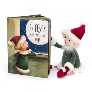 Discover Jellycat Leffy's Christmas Gift Book and Leffy Elf Medium Verdes | México 6789OGAIS