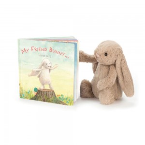 Discover Jellycat My Friend Bunny Book and Bashful Bunny Medium Beige | México 3809CMVRJ