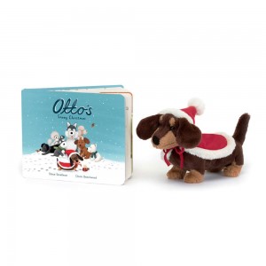 Discover Jellycat Otto's Snowy Christmas Book and Winter Warmer Otto Sausage Dog Marrom | México 3542UNXFM