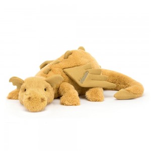 Discover Jellycat Personalised Golden Dragon Huge 19cm x 20cm x 66cm Amarillos | México 0739PMIJL