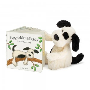 Discover Jellycat Puppy Makes Mischief Book and Bashful Puppy Medium Blancos | México 2034BSNQD