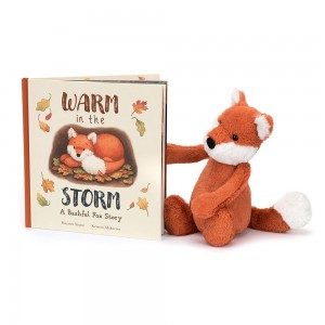 Discover Jellycat Warm in the Storm Book and Bashful Fox Cub Medium Blancos | México 0283GULWZ