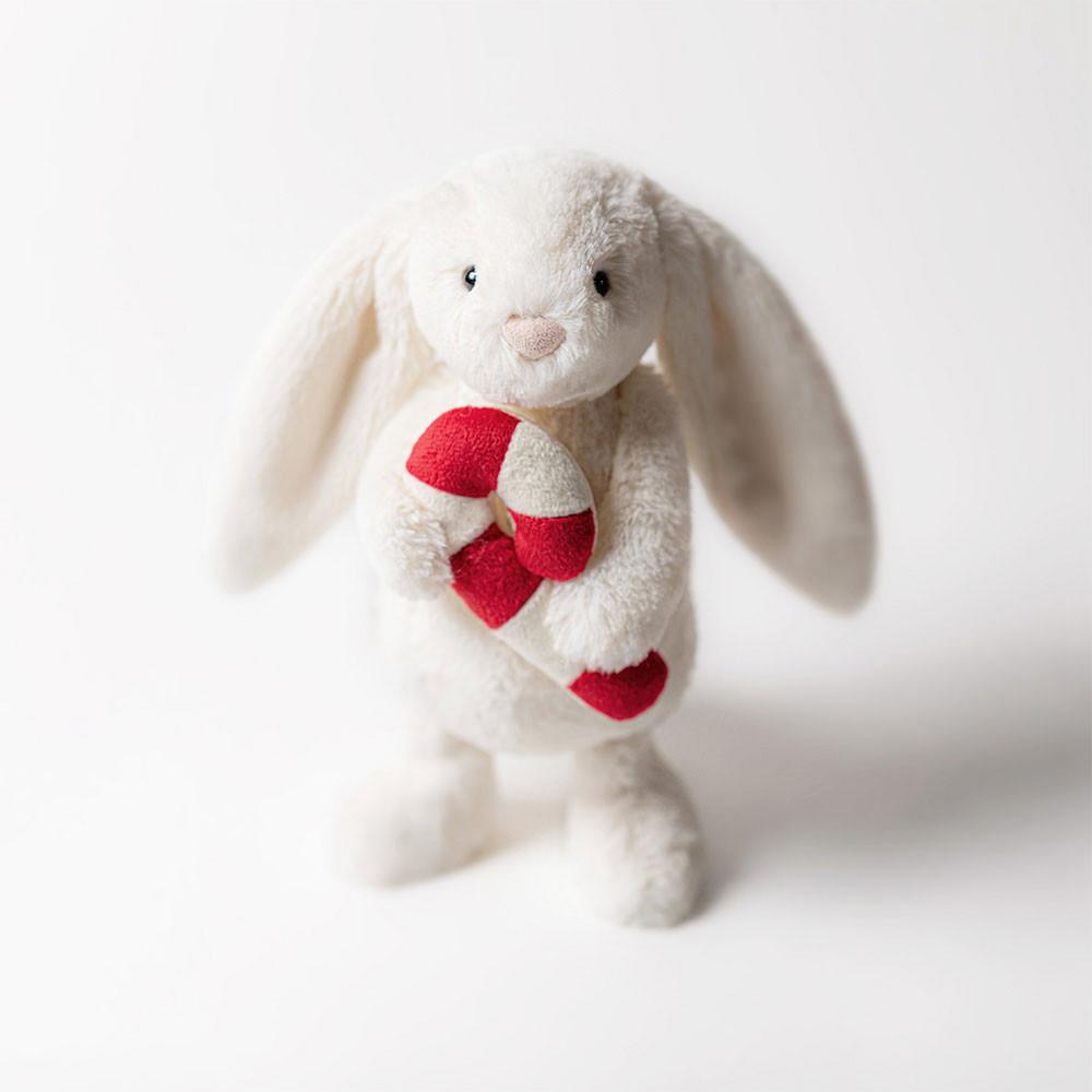 Animals Jellycat Bashful Bunny with Candy Cane 7.1in x 3.5in x 3.1in Blancos | México  7231DOLTX