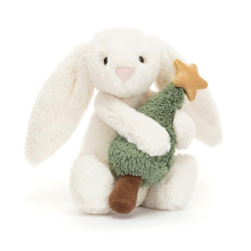 Animals Jellycat Bashful Bunny with Christmas Tree 7.1in x 3.5in x 3.1in Blancos | México  7096UEWQN