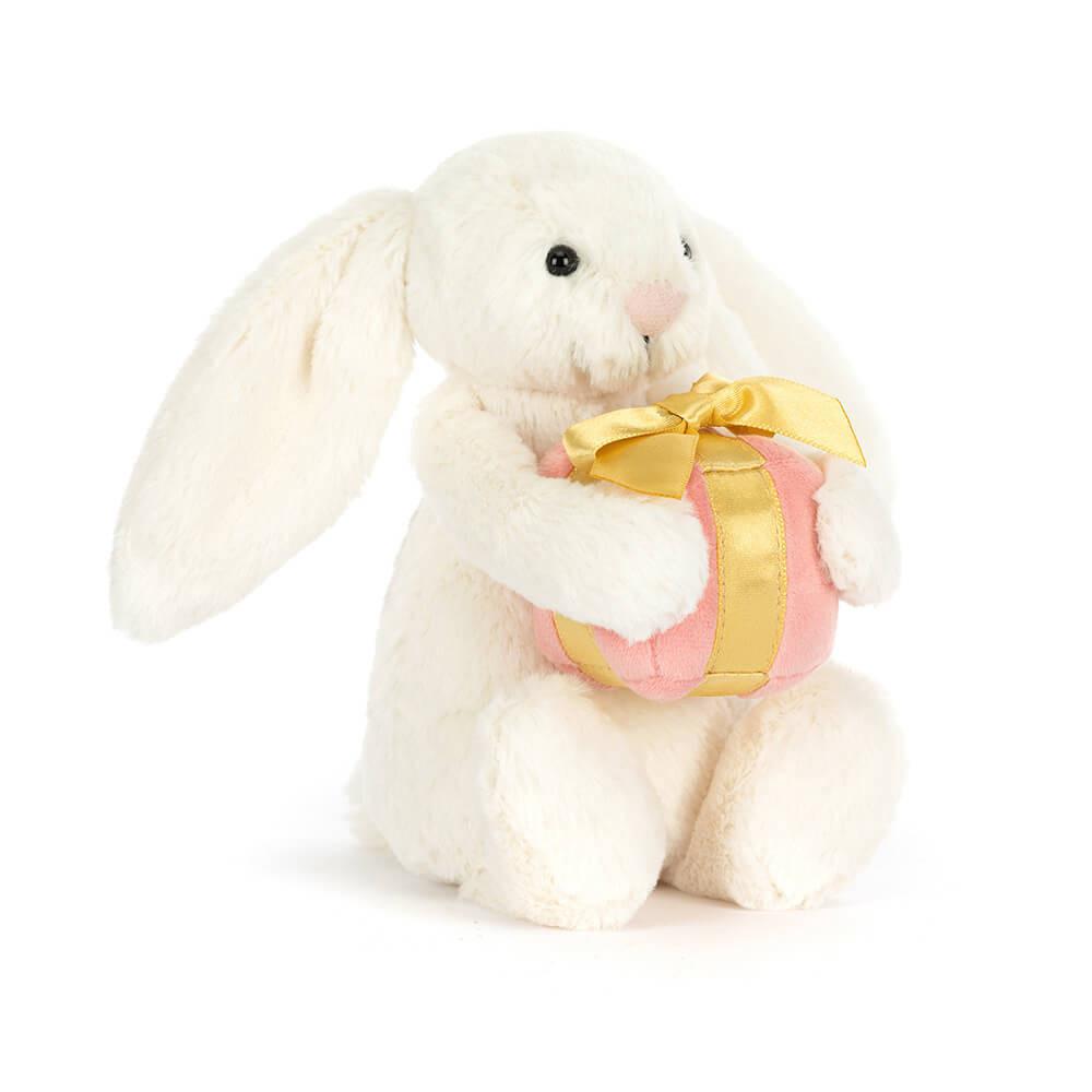 Animals Jellycat Bashful Bunny with Present 18cm x 9cm x 8cm Blancos | México  5286TALEJ