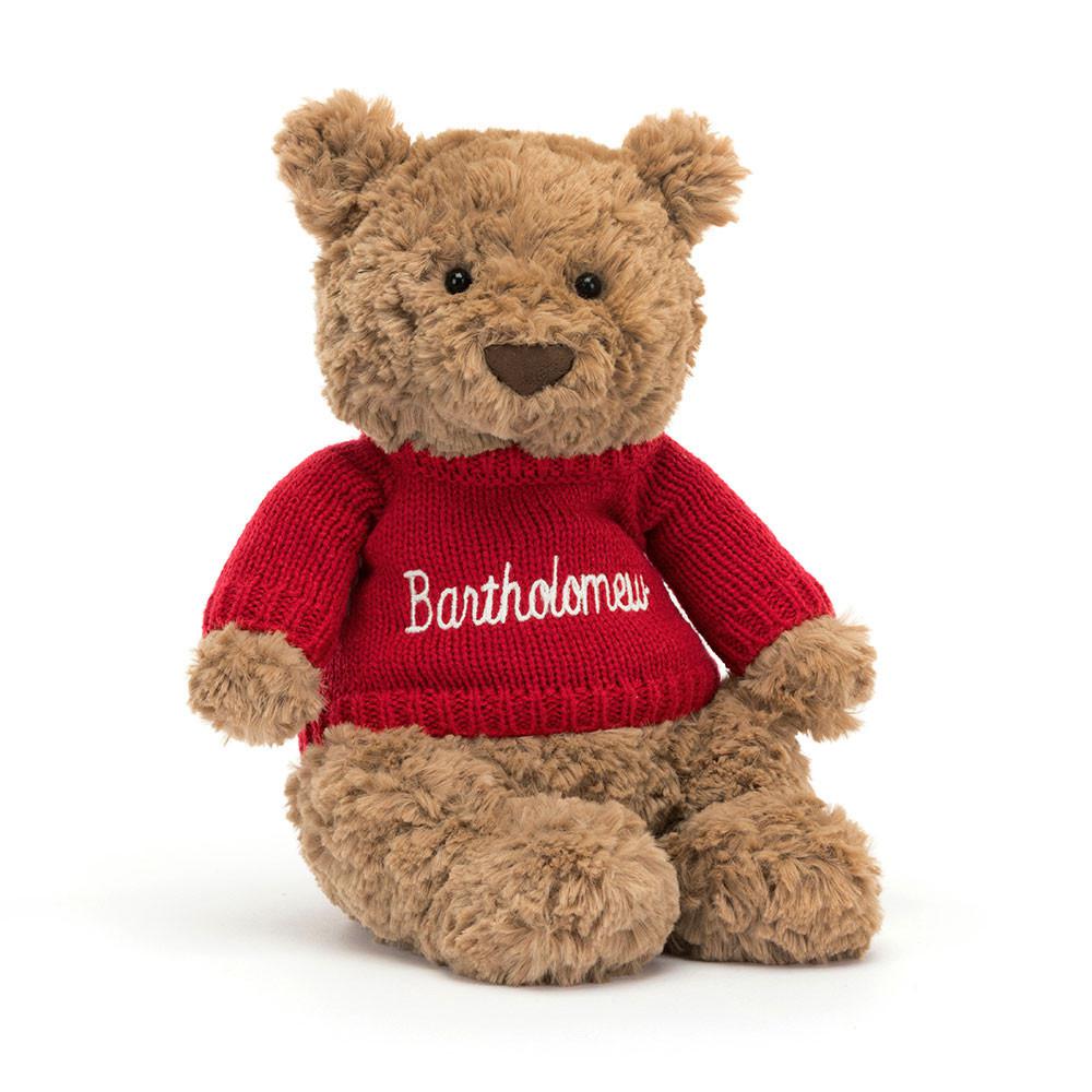 Baby & Books Jellycat Bartholomew Bear with Personalised Jumper 26cm x 12cm x 8cm Marrom | México  4087HJVIG