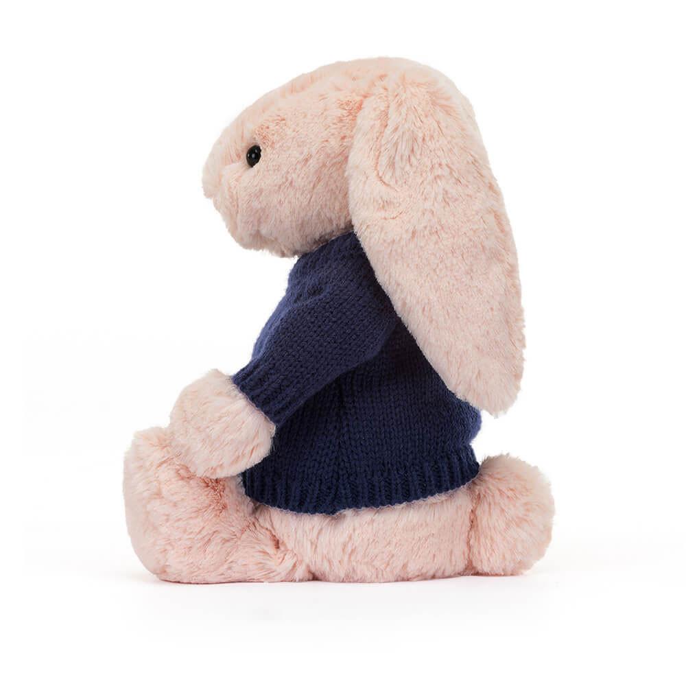 Baby & Books Jellycat Bashful Blush Bunny with Personalised Navy Jumper 31cm x 12cm x 9cm Rosas | México  9468UQFJE