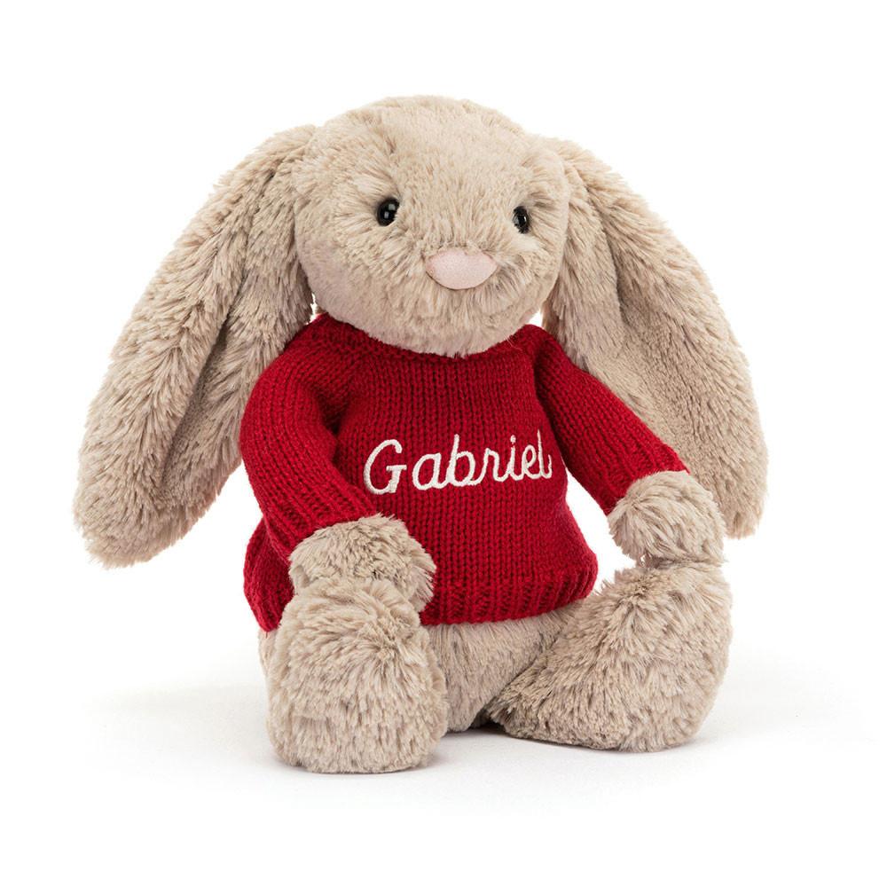 Baby & Books Jellycat Bashful Bunny with Personalised Jumper 31cm x 12cm x 9cm Beige | México  4782LKPQJ