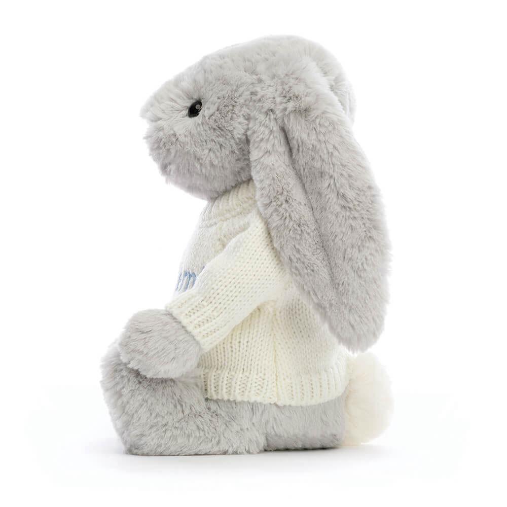 Baby & Books Jellycat Bashful Silver Bunny with Personalised Cream Jumper 31cm x 12cm x 9cm Grises | México  6179UQVHF