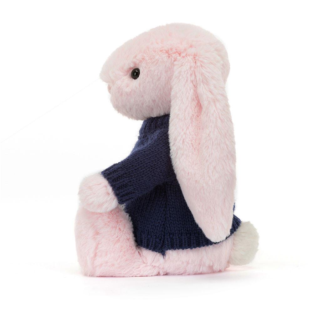 Discover Jellycat Bashful Bunny with Personalised Navy Jumper 31cm x 12cm x 9cm Rosas | México  9437FSMXU