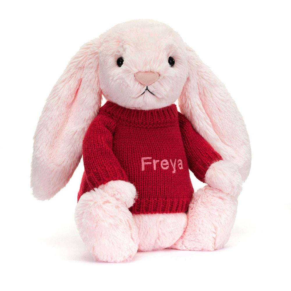 Discover Jellycat Bashful Bunny with Personalised Jumper 31cm x 12cm x 9cm Rosas | México  9741RCUFV