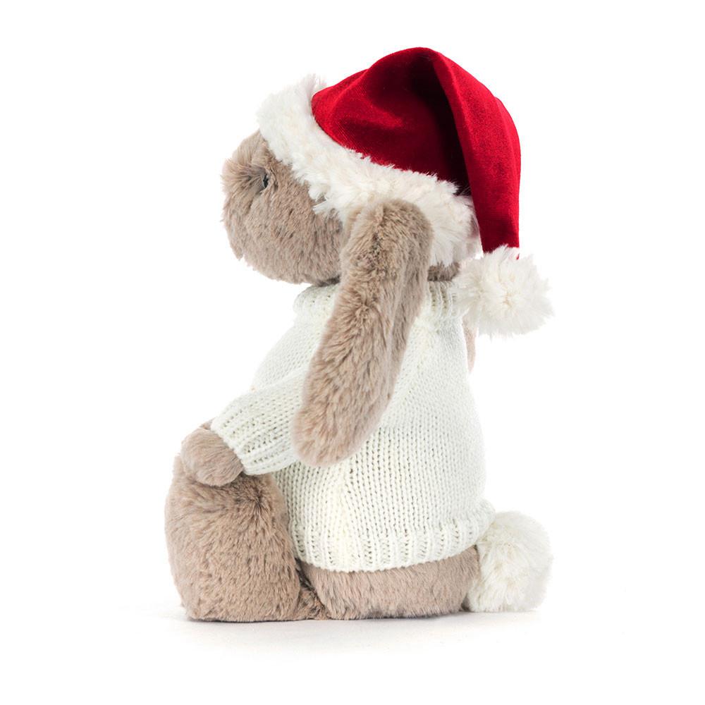 Discover Jellycat Bashful Christmas Bunny with Personalised Cream Jumper 31cm x 12cm x 9cm Beige | México  0142PSWRL