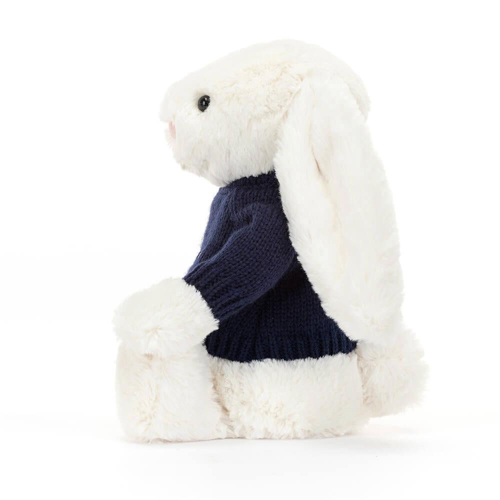 Discover Jellycat Bashful Cream Bunny with Personalised Navy Jumper 31cm x 12cm x 9cm Blancos | México  5384XAISP