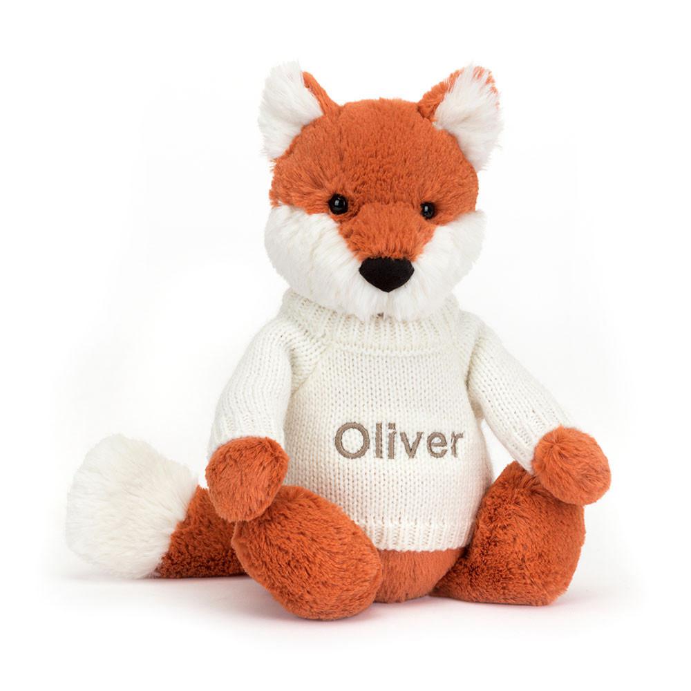 Discover Jellycat Bashful Fox Cub with Personalised Cream Jumper 31cm x 12cm x 9cm Naranjas | México  0781VGLEI