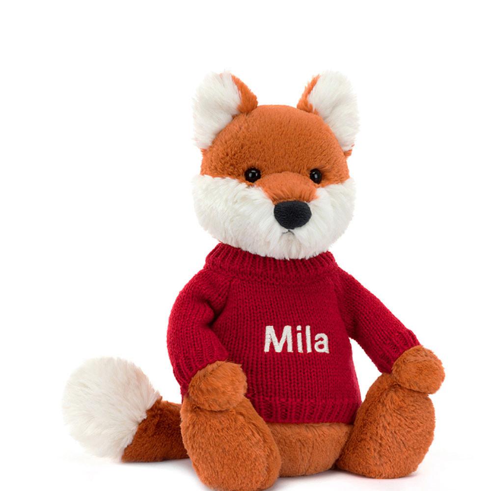 Discover Jellycat Bashful Fox Cub with Personalised Jumper 31cm x 12cm x 9cm Naranjas | México  9607JHSFZ