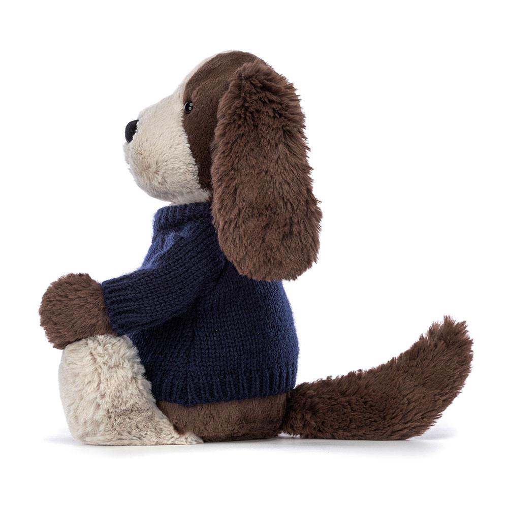 Discover Jellycat Bashful Fudge Puppy with Personalised Navy Jumper 31cm x 12cm x 9cm Marrom | México  9875BDTHK