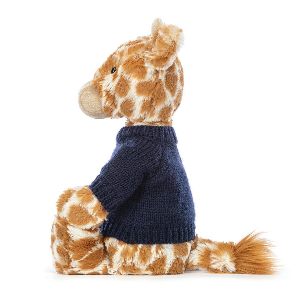 Discover Jellycat Bashful Giraffe with Personalised Navy Jumper 31cm x 12cm x 9cm Naranjas | México  5962JWGOD