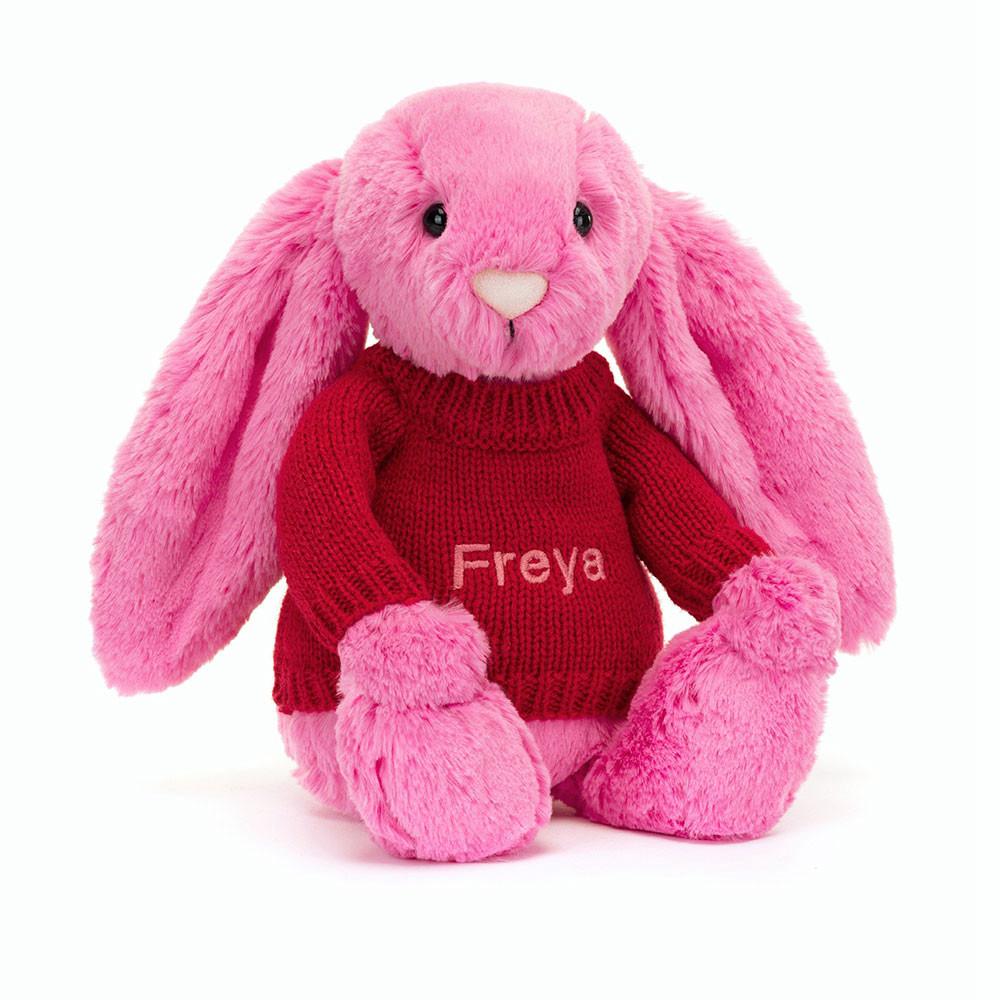 Discover Jellycat Bashful Hot Bunny with Personalised Jumper 31cm x 12cm x 9cm Rosas | México  0134BUSKY