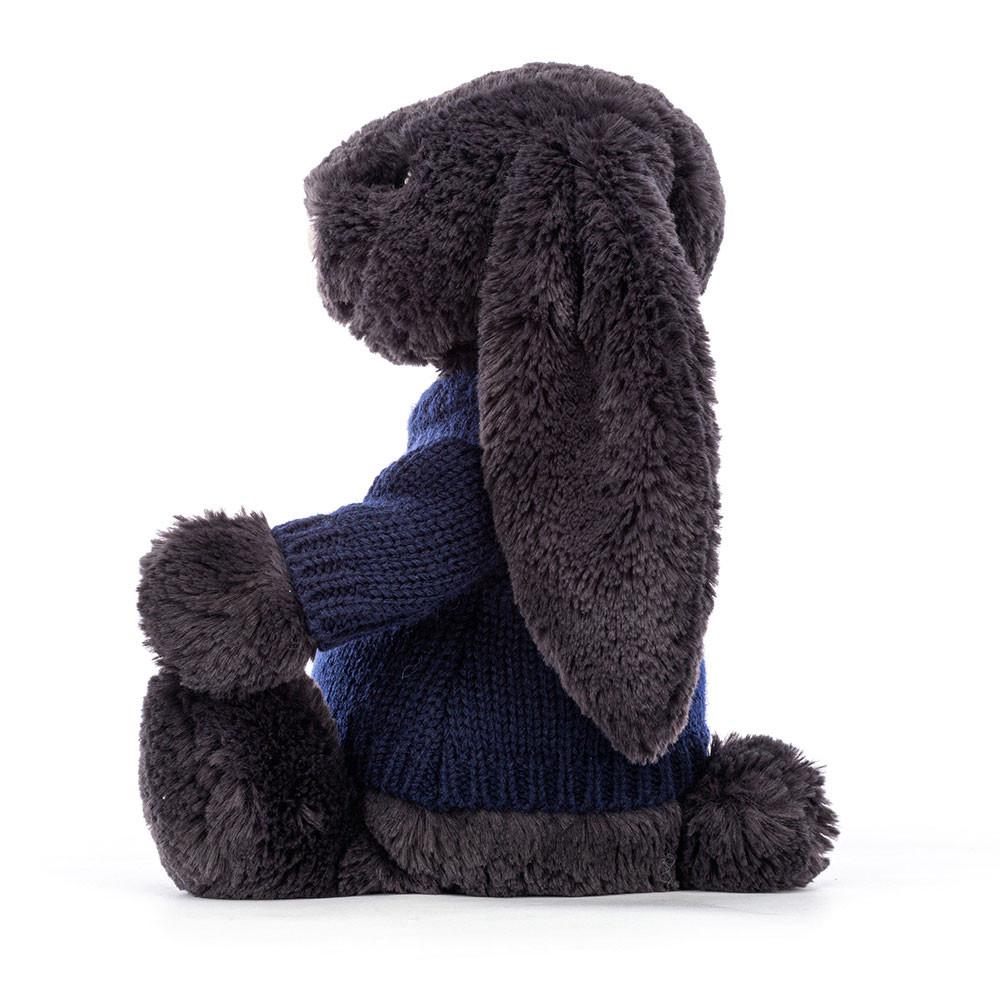 Discover Jellycat Bashful Inky Bunny with Personalised Navy Jumper 31cm x 12cm x 9cm Negros | México  9658NYTHX