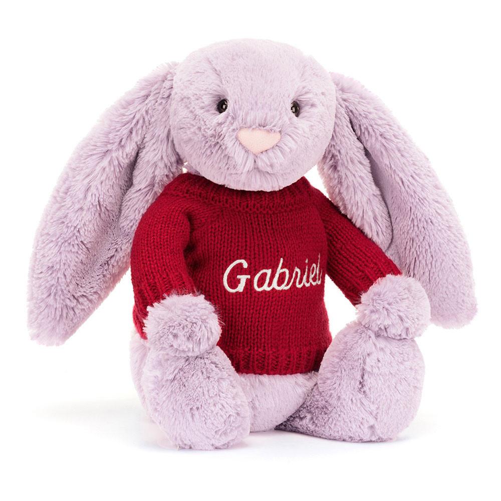 Discover Jellycat Bashful Lilac Bunny with Personalised Jumper 31cm x 12cm x 9cm Morados | México  9245UWILG