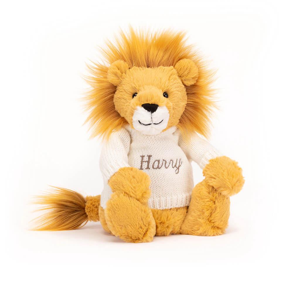 Discover Jellycat Bashful Lion with Personalised Cream Jumper 31cm x 12cm x 9cm Amarillos | México  5290JRKNS