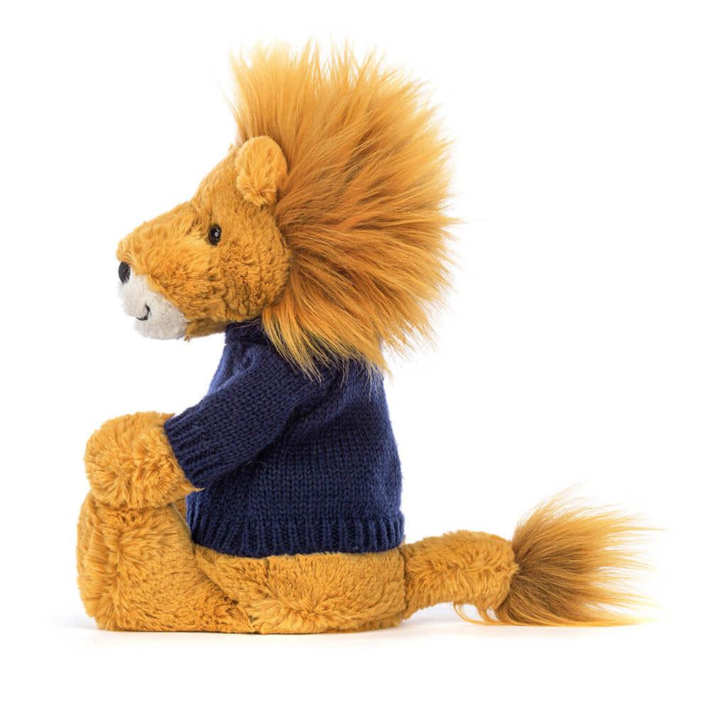 Discover Jellycat Bashful Lion with Personalised Navy Jumper 31cm x 12cm x 9cm Amarillos | México  1563UGXQT
