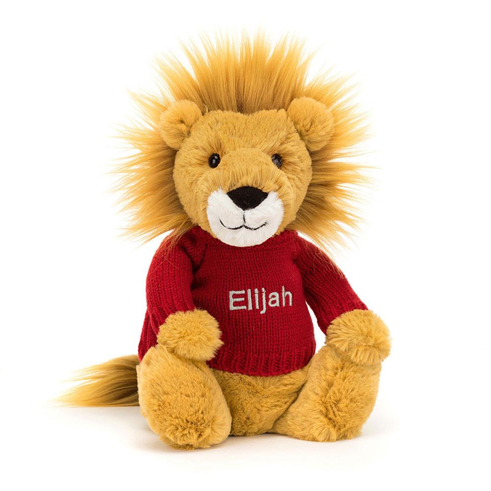 Discover Jellycat Bashful Lion with Personalised Jumper 31cm x 12cm x 9cm Amarillos | México  4571WECLT