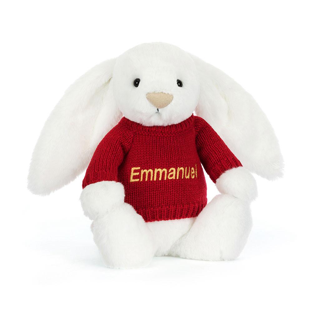 Discover Jellycat Bashful Luxe Bunny Luna with Personalised Jumper 31cm x 12cm x 9cm Blancos | México  8147GKUCD