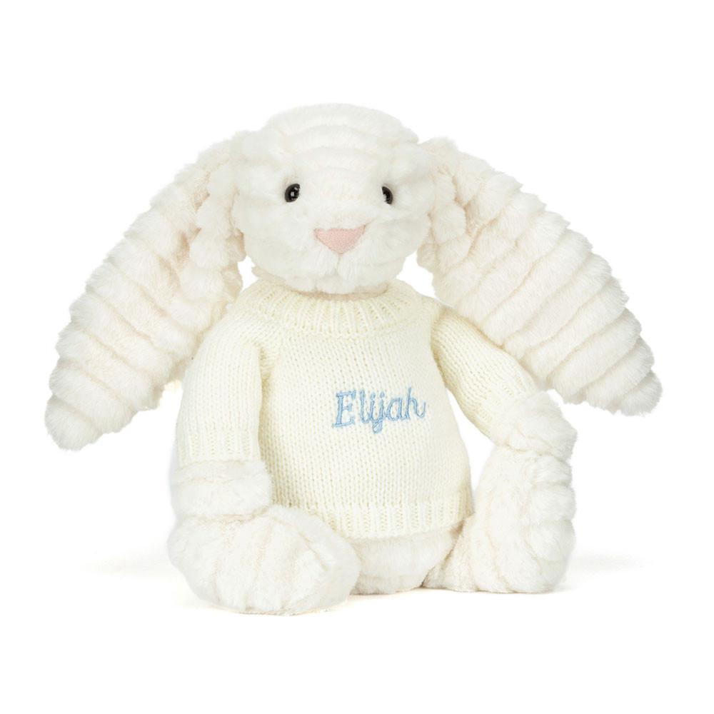 Discover Jellycat Bashful Luxe Bunny Nimbus with Personalised Cream Jumper 31cm x 12cm x 9cm Blancos | México  7408VZFGC