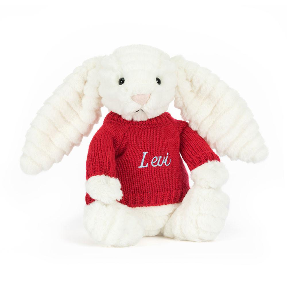 Discover Jellycat Bashful Luxe Bunny Nimbus with Personalised Jumper 31cm x 12cm x 9cm Blancos | México  1296SNUXG