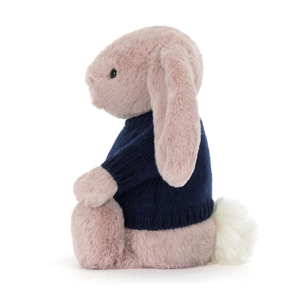 Discover Jellycat Bashful Luxe Bunny Rosa with Personalised Navy Jumper 31cm x 12cm x 9cm Rosas | México  3418DVGXU