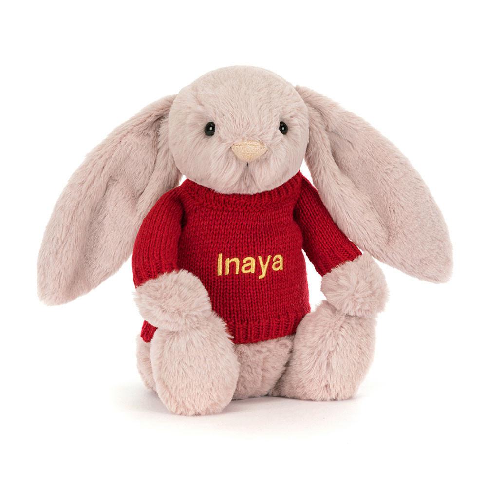 Discover Jellycat Bashful Luxe Bunny Rosa with Personalised Jumper 31cm x 12cm x 9cm Rosas | México  3180PXCWD