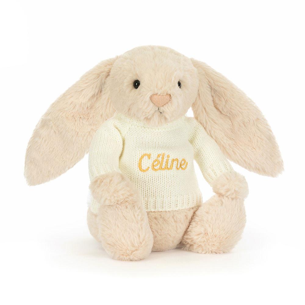 Discover Jellycat Bashful Luxe Bunny Willow with Personalised Cream Jumper 31cm x 12cm x 9cm Beige | México  4178KQDVF