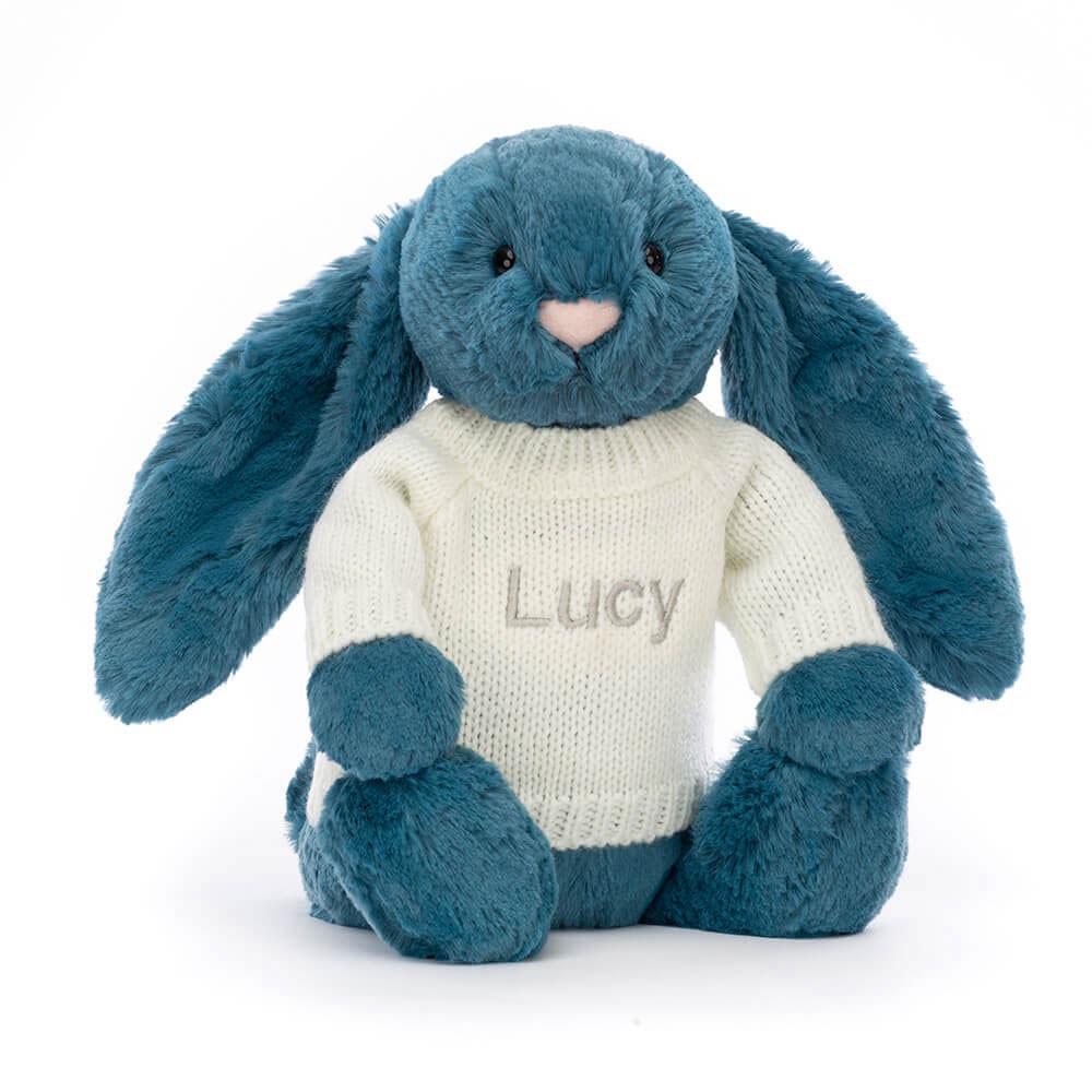 Discover Jellycat Bashful Mineral Bunny with Personalised Cream Jumper 31cm x 12cm x 9cm Azules | México  8413YQZMR