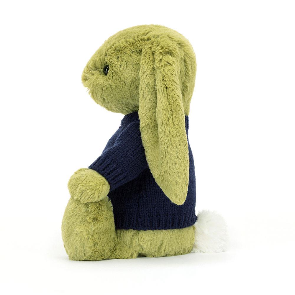 Discover Jellycat Bashful Moss Bunny with Personalised Navy Jumper 31cm x 12cm x 9cm Verdes | México  6473HQOMR