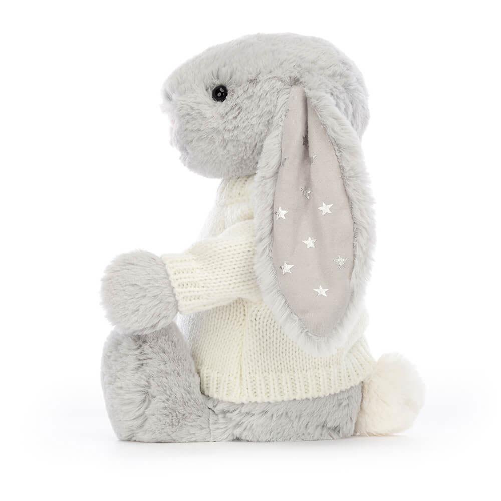 Discover Jellycat Bashful Shimmer Bunny with Personalised Cream Jumper 31cm x 12cm x 9cm Grises | México  1752VYSNA