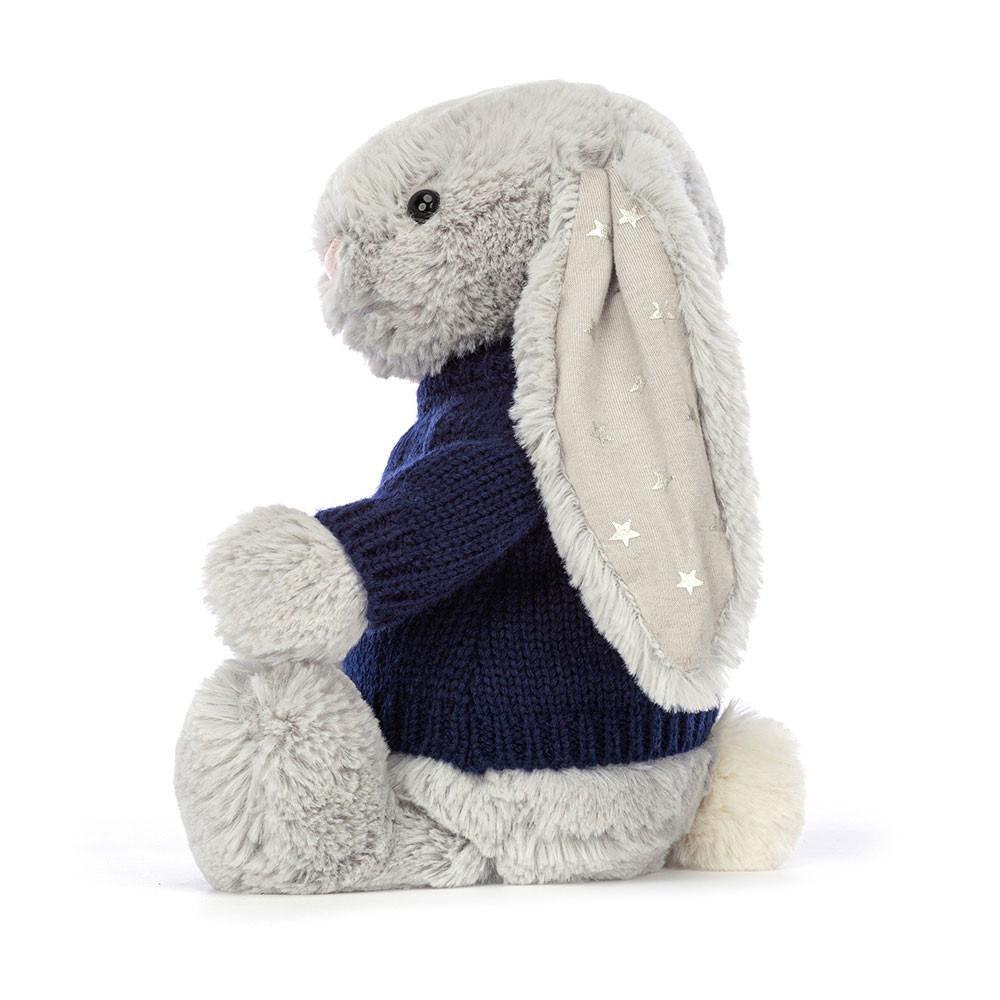 Discover Jellycat Bashful Shimmer Bunny with Personalised Navy Jumper 31cm x 12cm x 9cm Grises | México  9367QXLFC