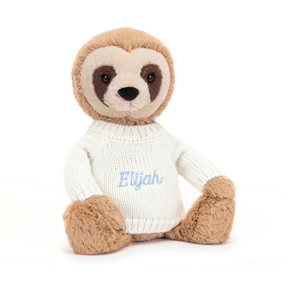 Discover Jellycat Bashful Sloth with Personalised Cream Jumper 28cm x 10cm x 7cm Beige | México  1378JZCNF