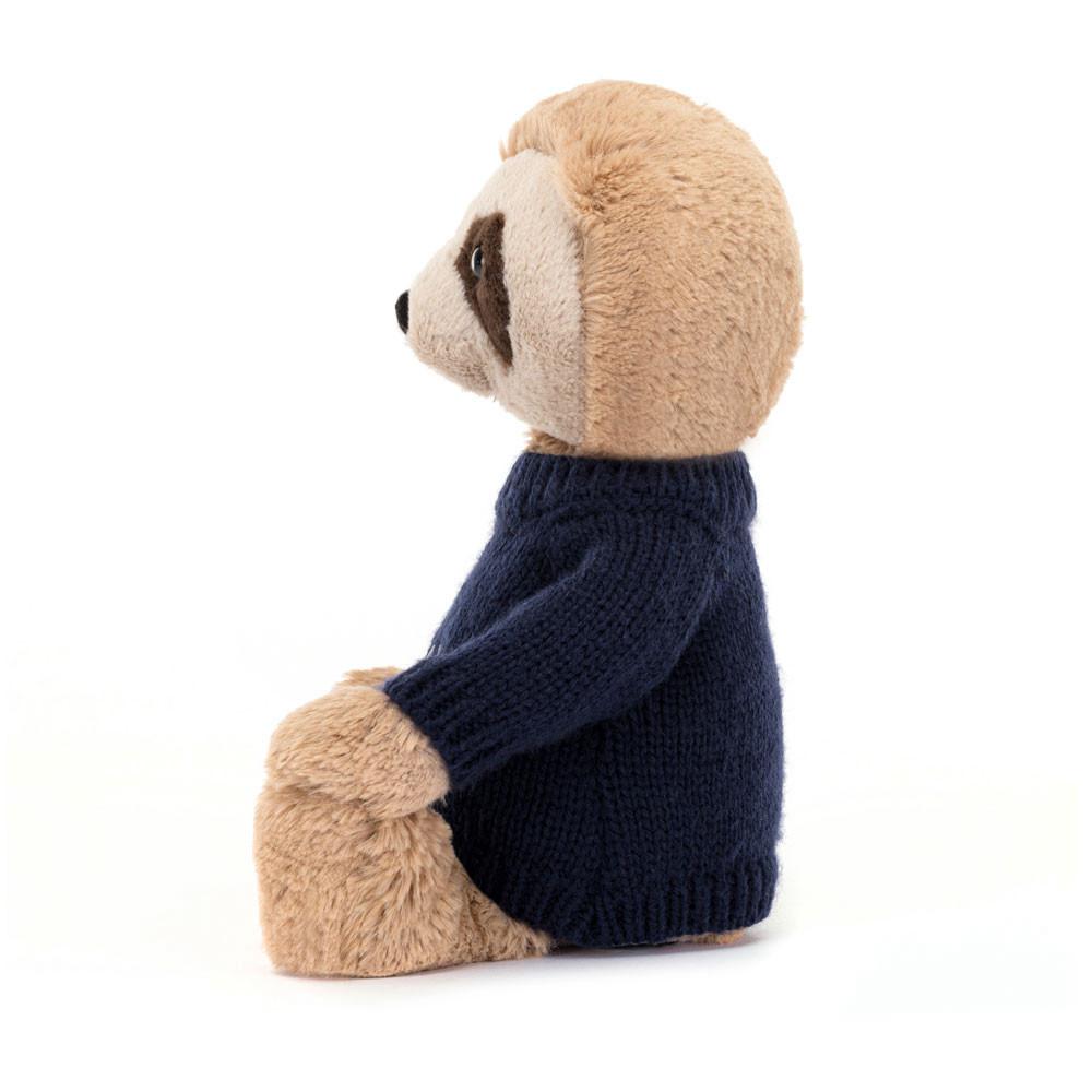 Discover Jellycat Bashful Sloth with Personalised Navy Jumper 28cm x 10cm x 7cm Beige | México  3409UOYKG