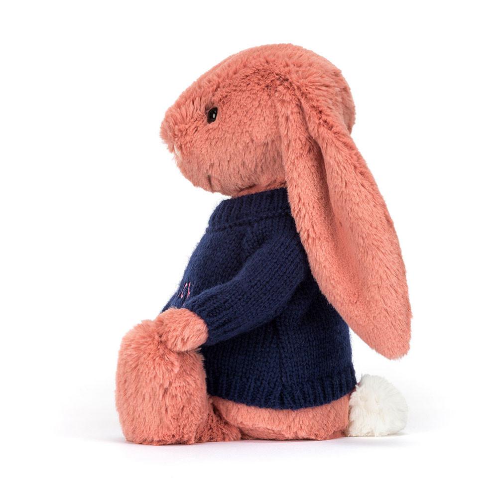 Discover Jellycat Bashful Sorrel Bunny with Personalised Navy Jumper 31cm x 12cm x 9cm Naranjas | México  9384JXESY