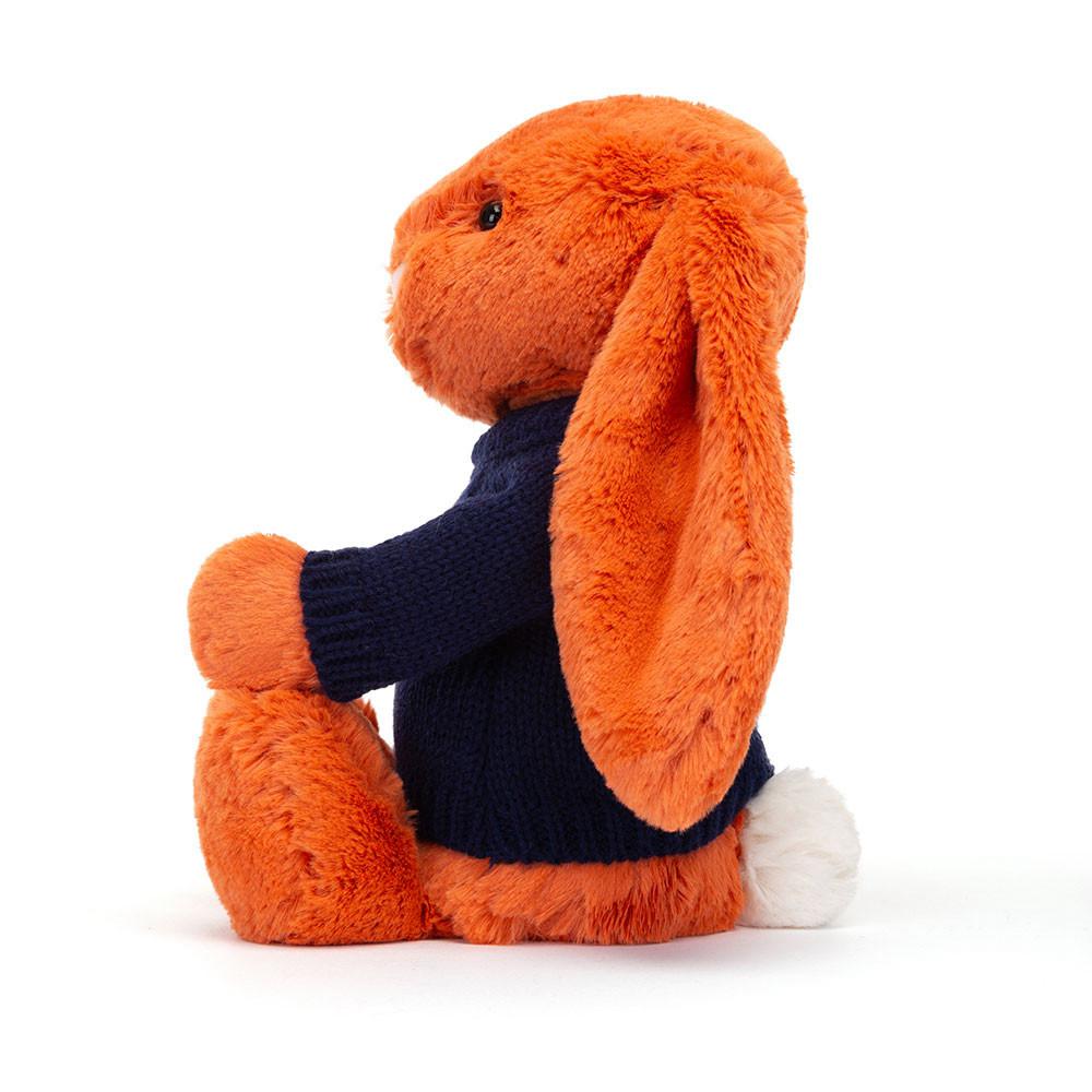 Discover Jellycat Bashful Tangerine Bunny with Personalised Navy Jumper 31cm x 12cm x 9cm Naranjas | México  0162UIPZS