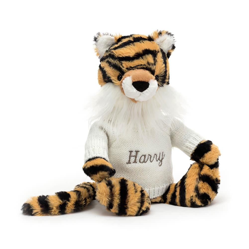 Discover Jellycat Bashful Tiger with Personalised Cream Jumper 31cm x 12cm x 9cm Amarillos | México  3478VOYNB
